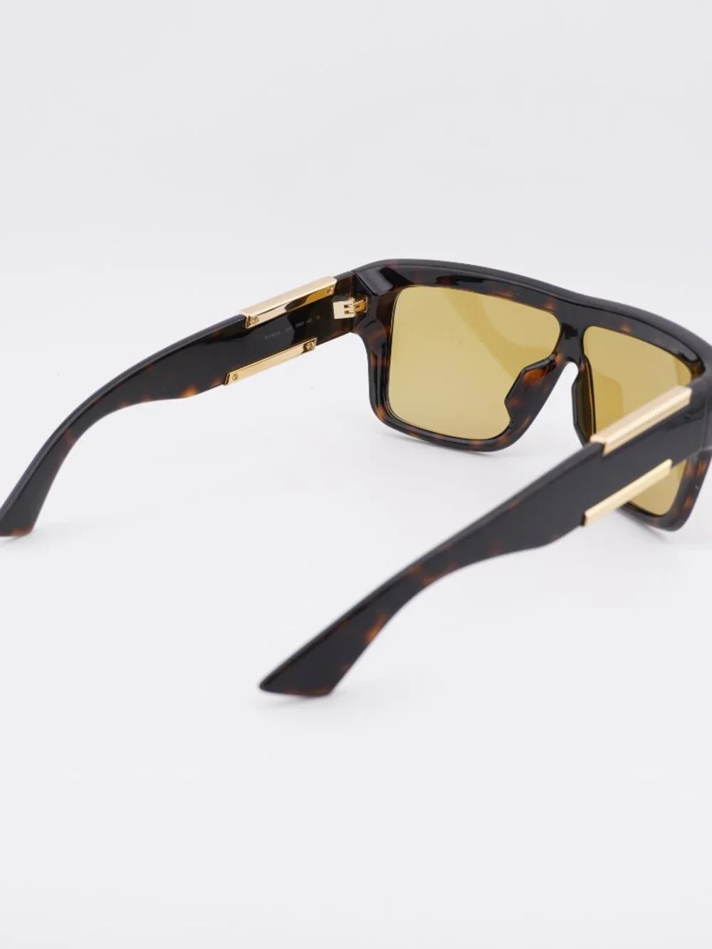 Bottega Venetta BV1451S 002 Shield Sunglasses - Dark Havana / Yellow